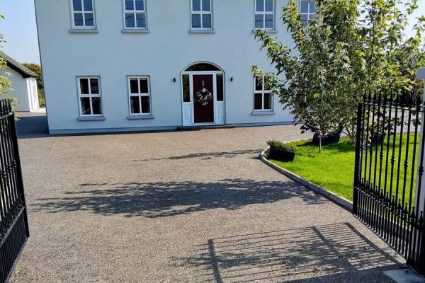 Front Driveway With Exposed Aggregate Concrete Ireland